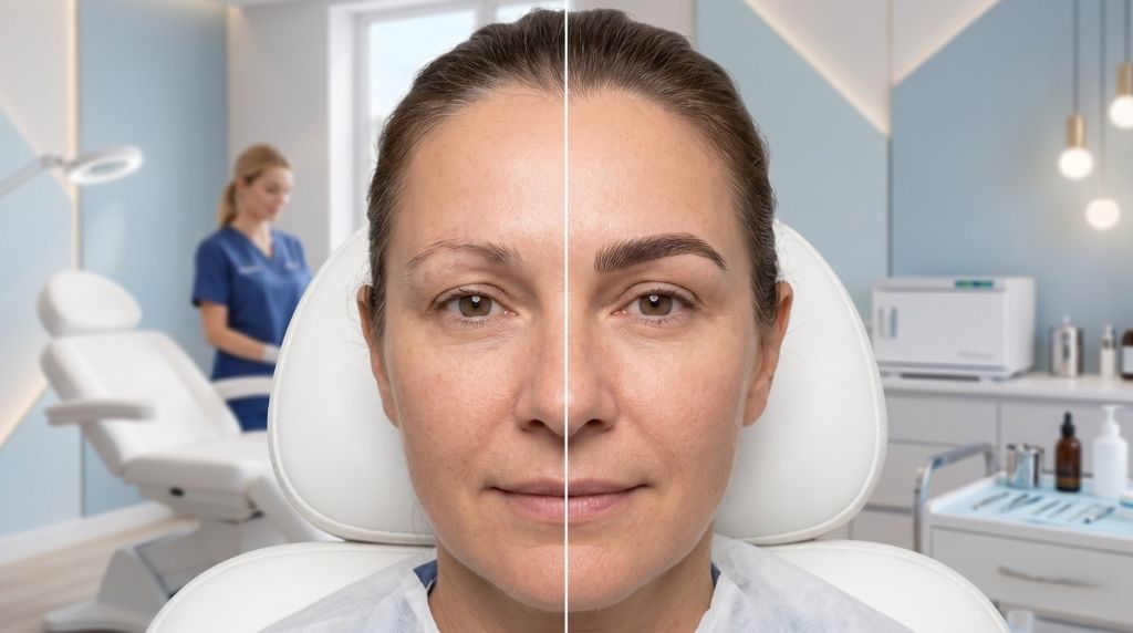 Kaş ekimi öncesi ve sonrası daha dolgun ve dengeli kaş yapısını gösteren görsel